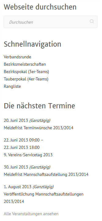 Zusätzlicher Informationsbereich auf der rechten Seiten bzw. unterhalb der Neuigkeiten (je nach verwendetem Gerät). Bild: Zusätzlicher Informationsbereich auf der rechten Seiten bzw. unterhalb der Neuigkeiten (je nach verwendetem Gerät).