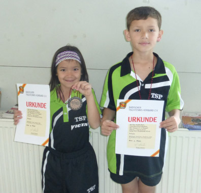 Lucia und Benedict Behringer holten bei den Badischen Meisterschaften jeweils Bronze im U11-Doppel der Schülerinnen bzw. Schüler.